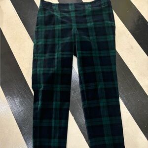 Black watch plaid velvet trousers